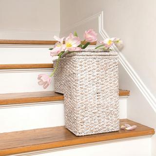 Braided Bankuan & Rattan Stair Basket with Handles