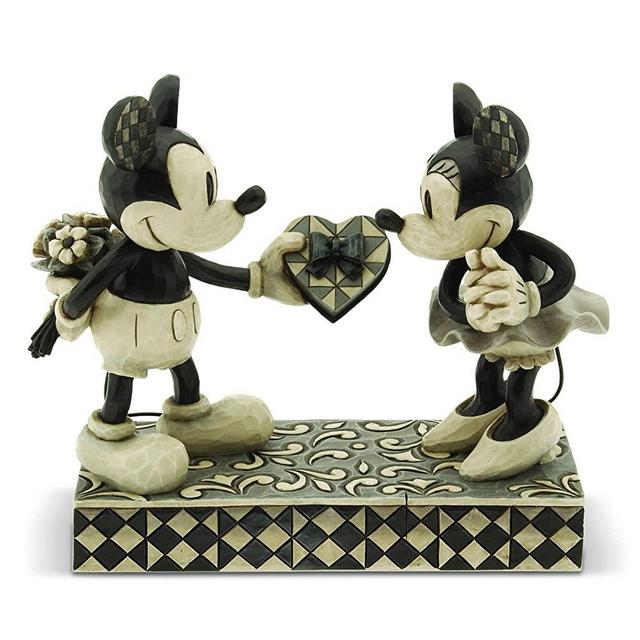 Disney Traditions by Jim Shore Black & White Mickey & Minnie Mouse Stone Resin Figurine, 6”