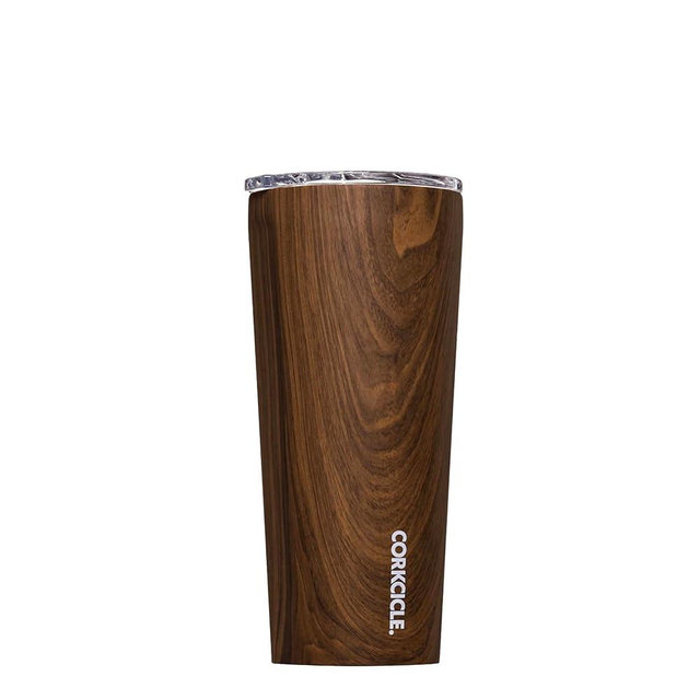 Corkcicle Classic Triple Insulated Coffee Mug with Lid, Walnut Wood, 24 oz – Stainless Steel Travel Tumbler Keeps Beverages Cold 9+hrs, Hot 3hrs