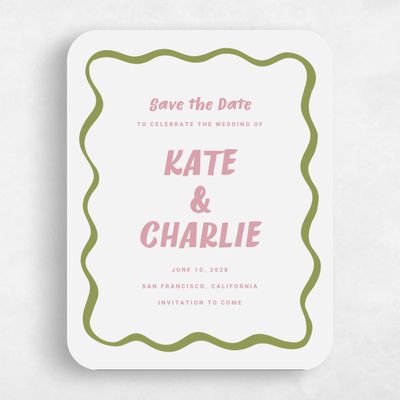 Green Rounded Wedding Save the Date - Key West Portrait