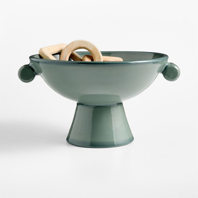 Baron Blue Terracotta Footed Decorative Bowl
