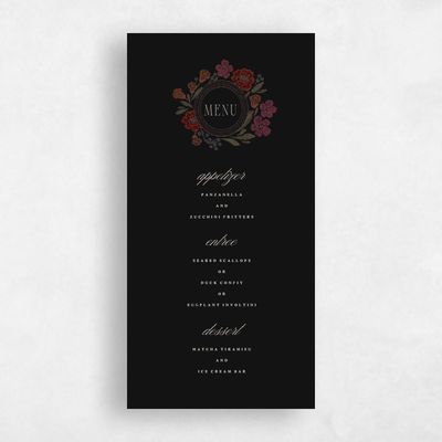 Black Wedding Menu - Persephone