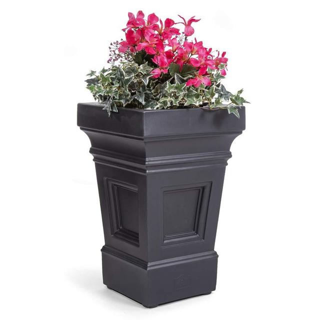 Step2 Atherton Planter Box – Onyx Black Indoor or Outdoor Planters – 2 Pack – Customizable Self-Watering Feature – Durable, Low Maintenance Construction – Fully Assembled