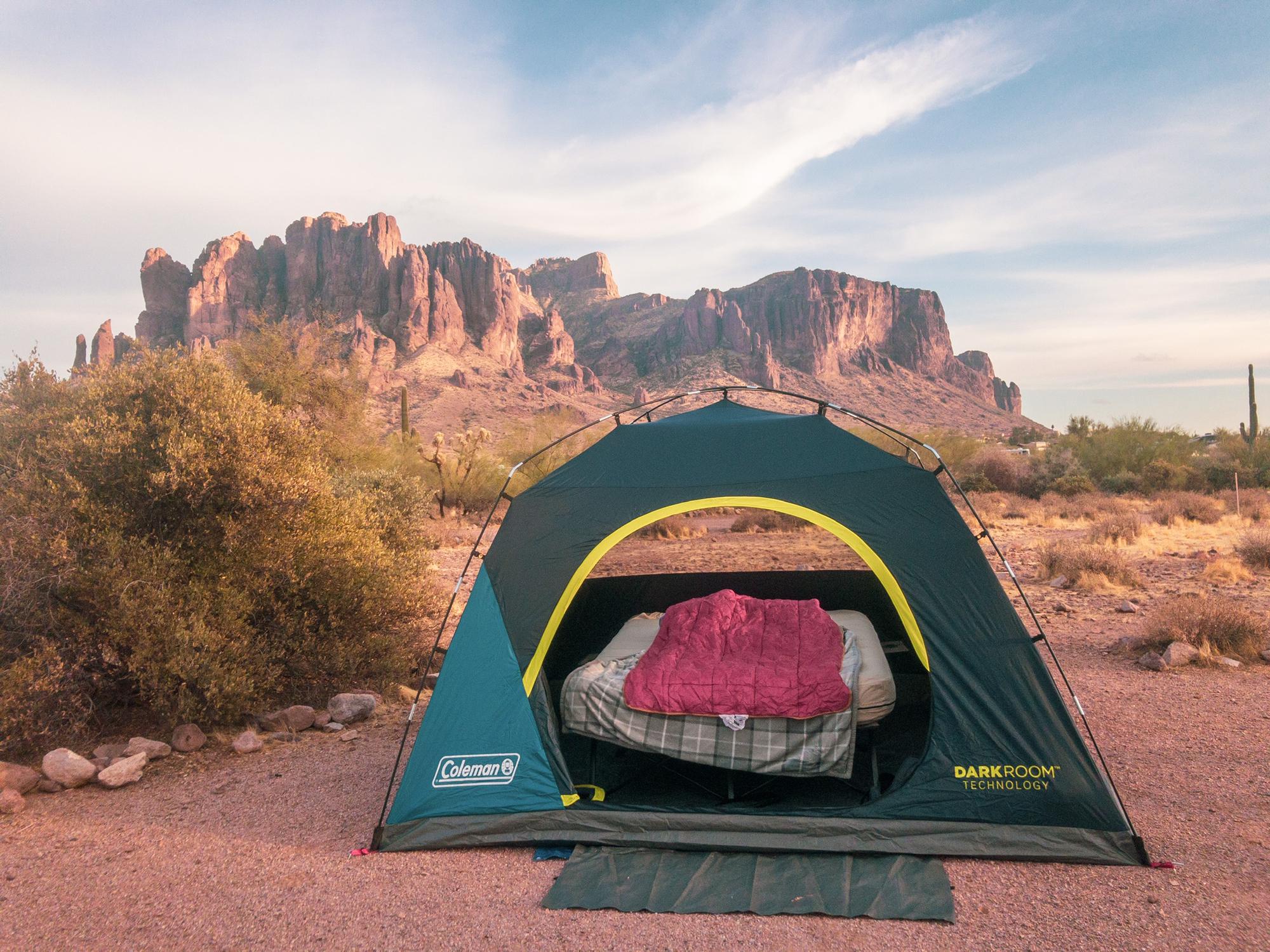 December 2020 - taking our new tent and new cot/air mattress combo out for a spin camping at Lost Dutchman State Park on Apache Junction, AZ