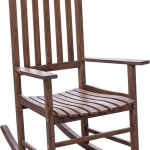 Flamaker Outdoor Rocking Chair Oversized Wooden Patio Chairs with Widened Armrest High Back Porch Rocker for Lawn, Garden, Backyard, Fire Pit (Brown)