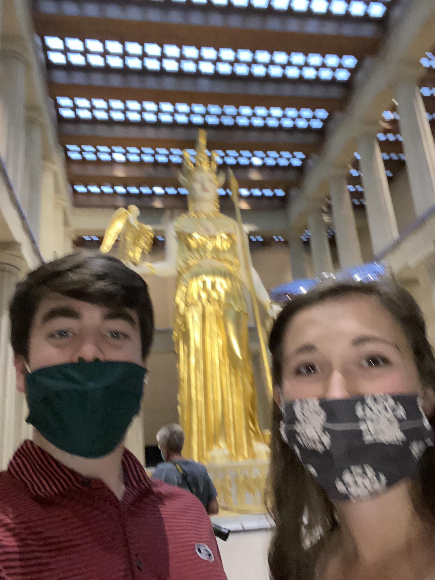 I dragged Caroline into the Parthenon museum. She doesn't know this, but my main reason for doing this was because I was really hot and wanted to be in AC.