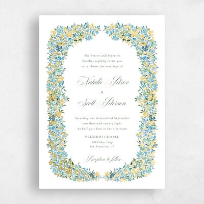 Blue Wedding Invitation - Lunette Portrait Foil