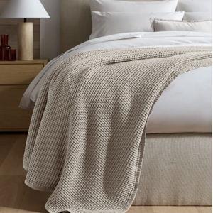 Organic Waffle Bed Blanket in Dove