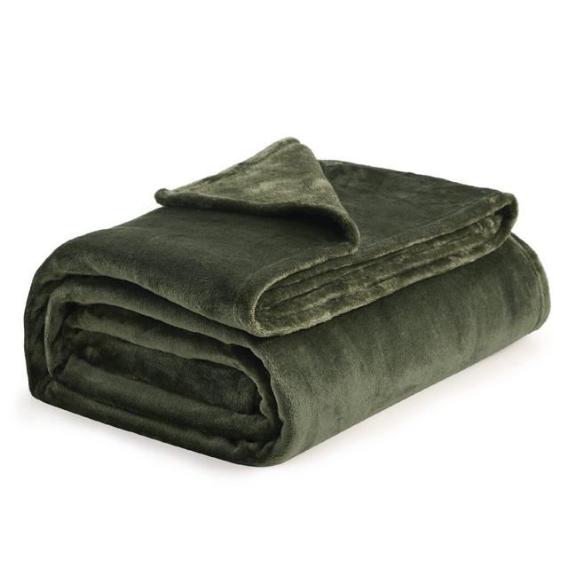 Fleece Blanket (King Size, Olive Green, 108" x 90")