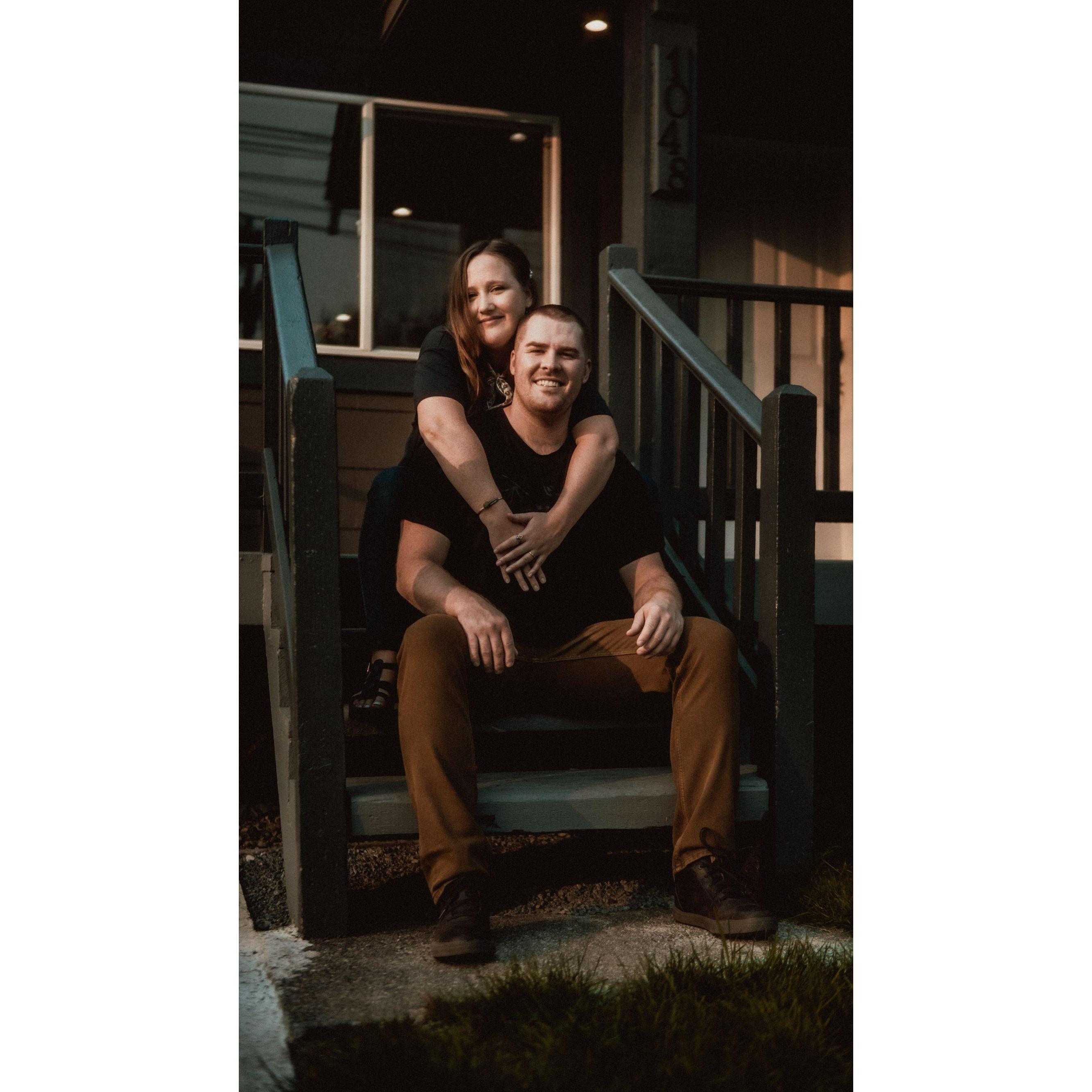 On the front steps of our home in South Park October 2020
