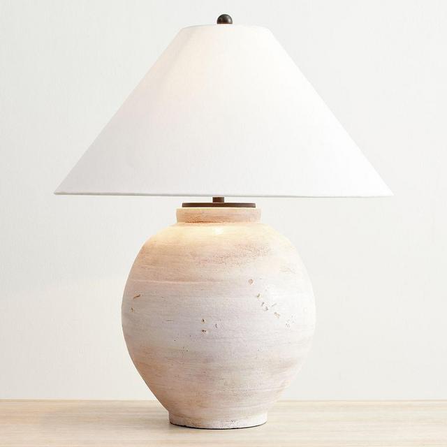 Plymouth Ceramic 24.5" Table Lamp, Ivory, Large