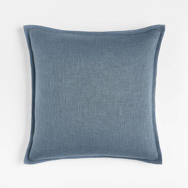 Blue 20"x20" Organic Laundered Linen Throw Pillow Cover