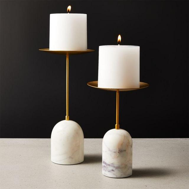 Numa Marble and Brass Candle Stands Set of 2