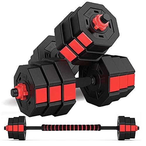 wolfyok Fitness Dumbbells Set, Adjustable Weight to 44Lbs, Home Fitness Equipment for Men and Women Gym Work Out Exercise Training with Connecting Rod Used as Barbells (Pair)