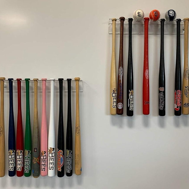 Set of Two Miniature Souvenir Baseball Bat Display Racks