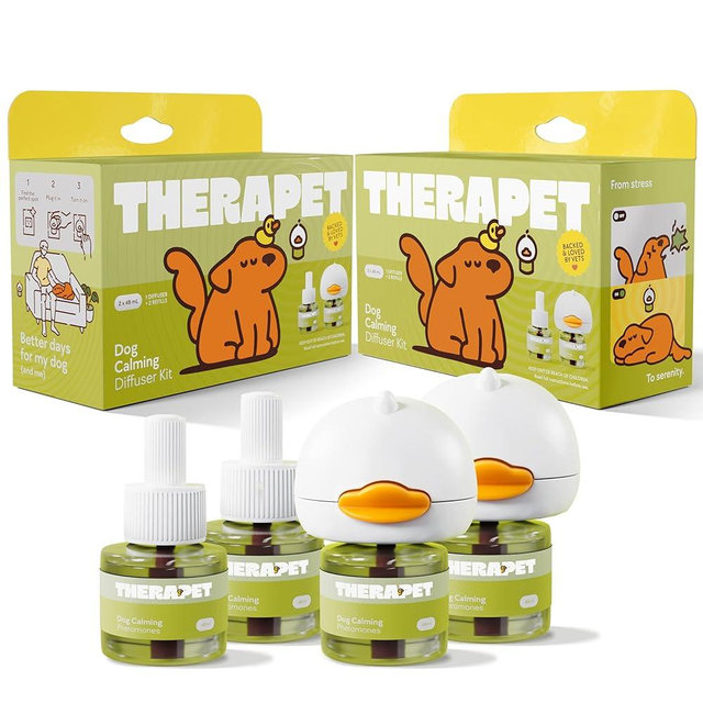 TherapetMD 2-Pack 120-Days Dog Calming Diffuser Kits - Dog Pheromone Diffuser for Stress, Destructive Behavior, Pee Accidents, Separation Anxiety, Aggression & Chewing - Each Include 120-Days Refills