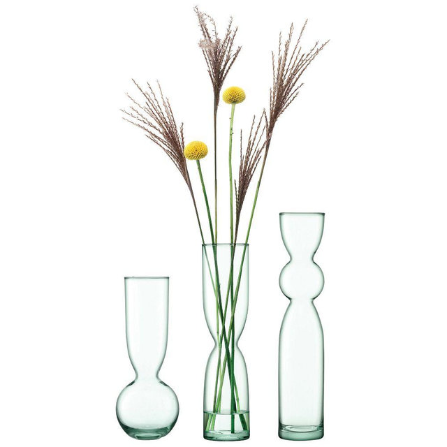 Canopy Trio Recycled Glass Vase Set, Transparent Green, Multi