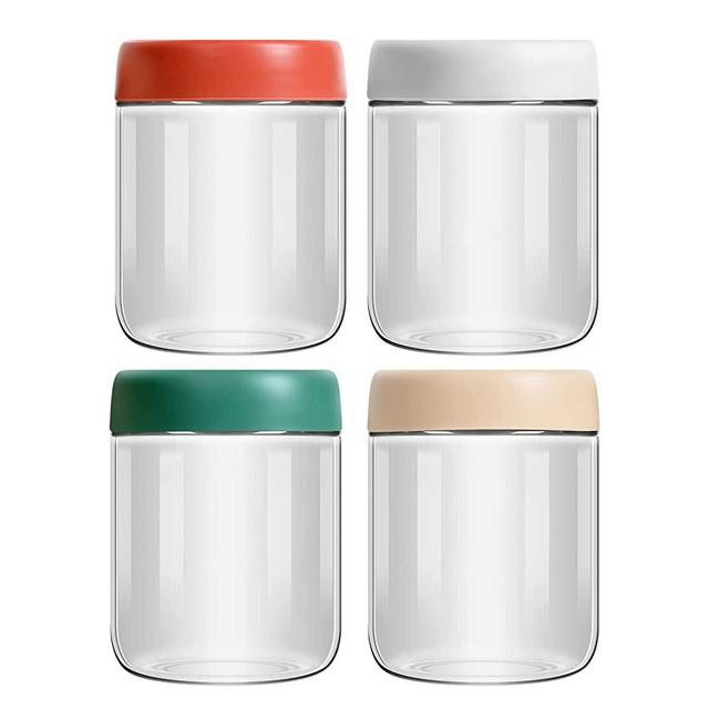4-pack 16oz glass jar with screw lid for overnight oats condiment salad dressing sauce baby food kids snacks meal prep containers candle canning spice wide mouth Leak proof storage containers airtight- Reusable