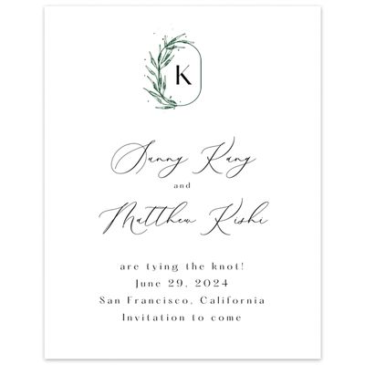 White Elegant Wedding Digital Save the Date - Eyota Portrait