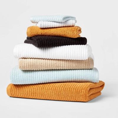 Quick Dry Ribbed Bath Towel Set (white, set of 2)