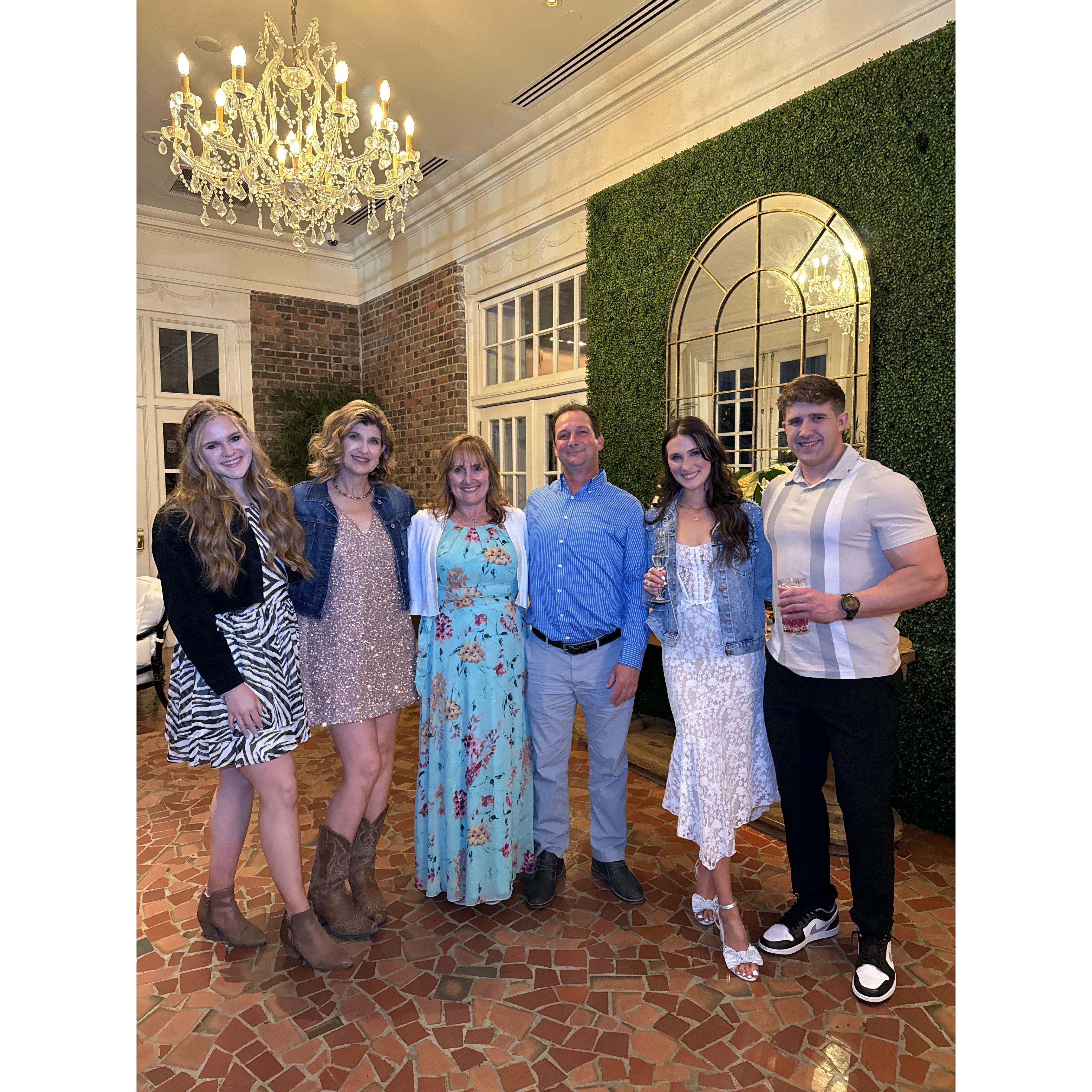 Morgan's sister Chandler, Morgan's Mom Heidi, Leanne's Mom Kathie, Leanne's Dad Lee, Leanne and Morgan