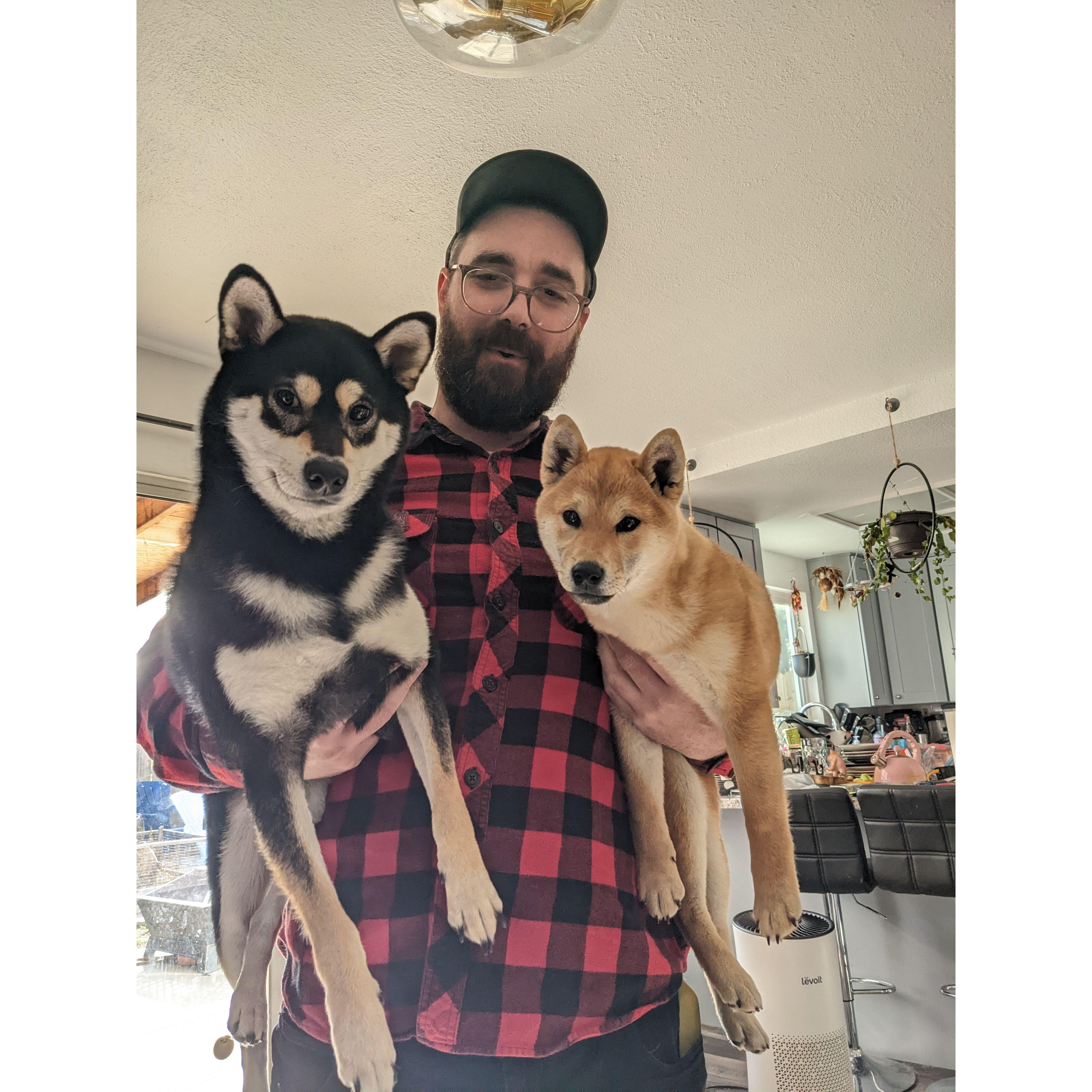 Taylor with our pups Onimaru and Momohime