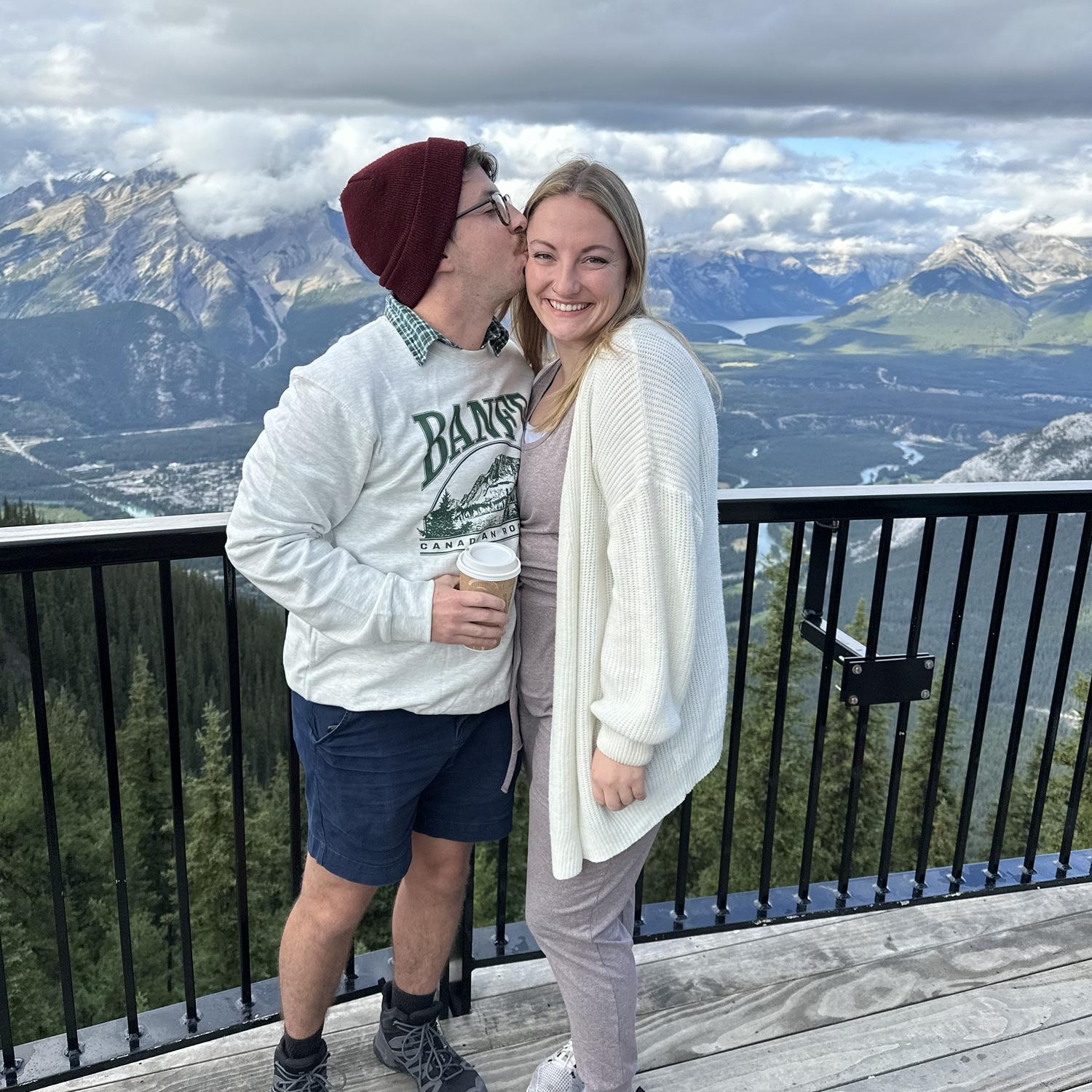 The scenery on top of a mountain in Banff, where Jacob proposed