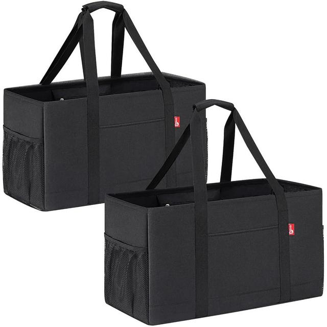 RVSNQ Extra Large Utility Tote Bag, Foldable Reusable Grocery Bags, Collapsible Tote with Metal Wire Frame & Reinforced Bottom Board, Stand up Large Utility Tote for Groceries, Shopping, Storage