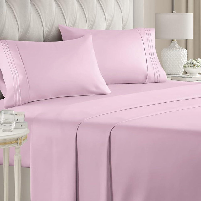 King Size Sheet Set - Breathable & Cooling Sheets - Hotel Luxury Bed Sheets - Extra Soft - Deep Pockets - Easy Fit - 4 Piece Set - Wrinkle Free - Comfy – Light Pink Bed Sheets - Kings Sheets – 4 PC