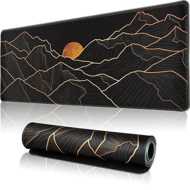 Hopipad Large Gaming Mouse Pad for Desk, Desk Mat with Seamed Edges, Waterproof Desk Pad, Non-Slip Rubber Base, 31.5x11.8 Inch Keyboard Pad Computer Mat, Big XL Black Mousepad