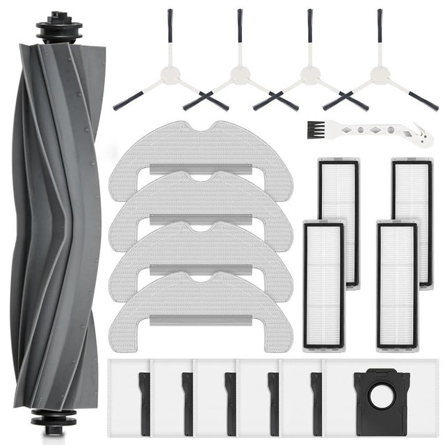 20 Pack Replacement Accessories for Dreame D10 Plus Gen 2 Robot Vacuum, 1 Main Brush 4 Filter 6 Dust Bag 4 Mop Pads 4 Side Brush 1 Cleaning Brush