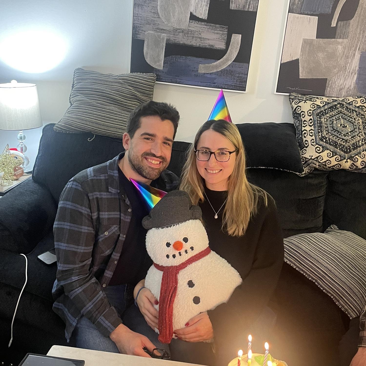 Paul, Christina, and Mr. Snowy