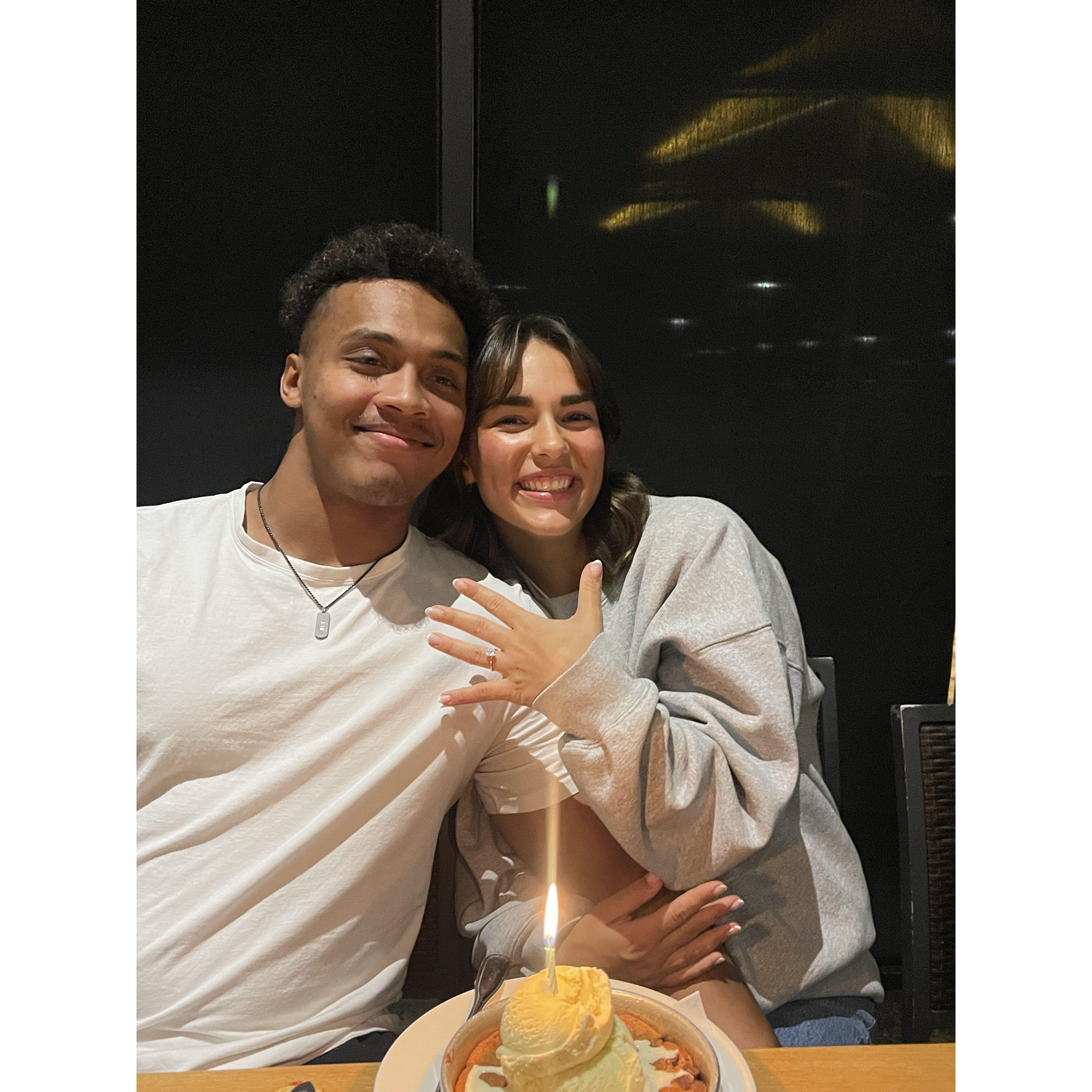 After we got engaged, we went out for dinner with some close friends to celebrate!