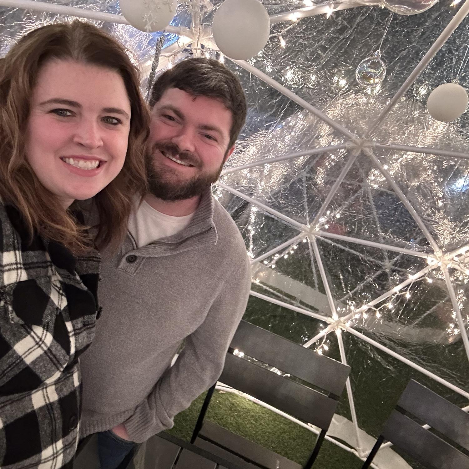 Dating anniversary celebration in the igloos at Parlour Pizza