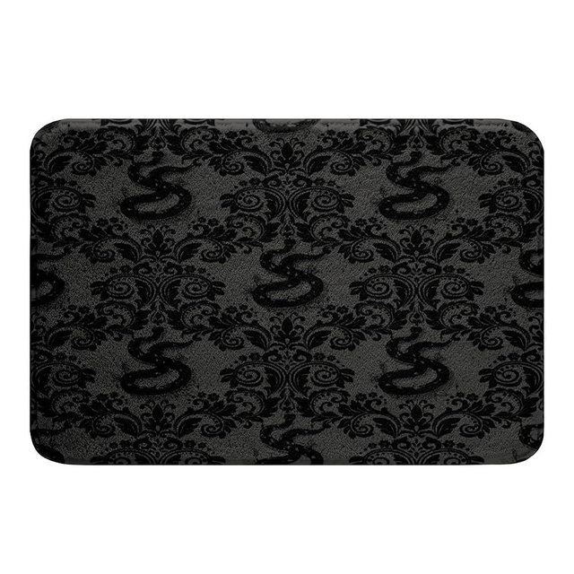Feelyou Adults Gothic Bathroom Rugs Microfiber 20"x32" Dark Olive Green Damask Print Bath Mats Non-Slip Snake Bathroom Accessories Floor Doormats Soft Door Mat