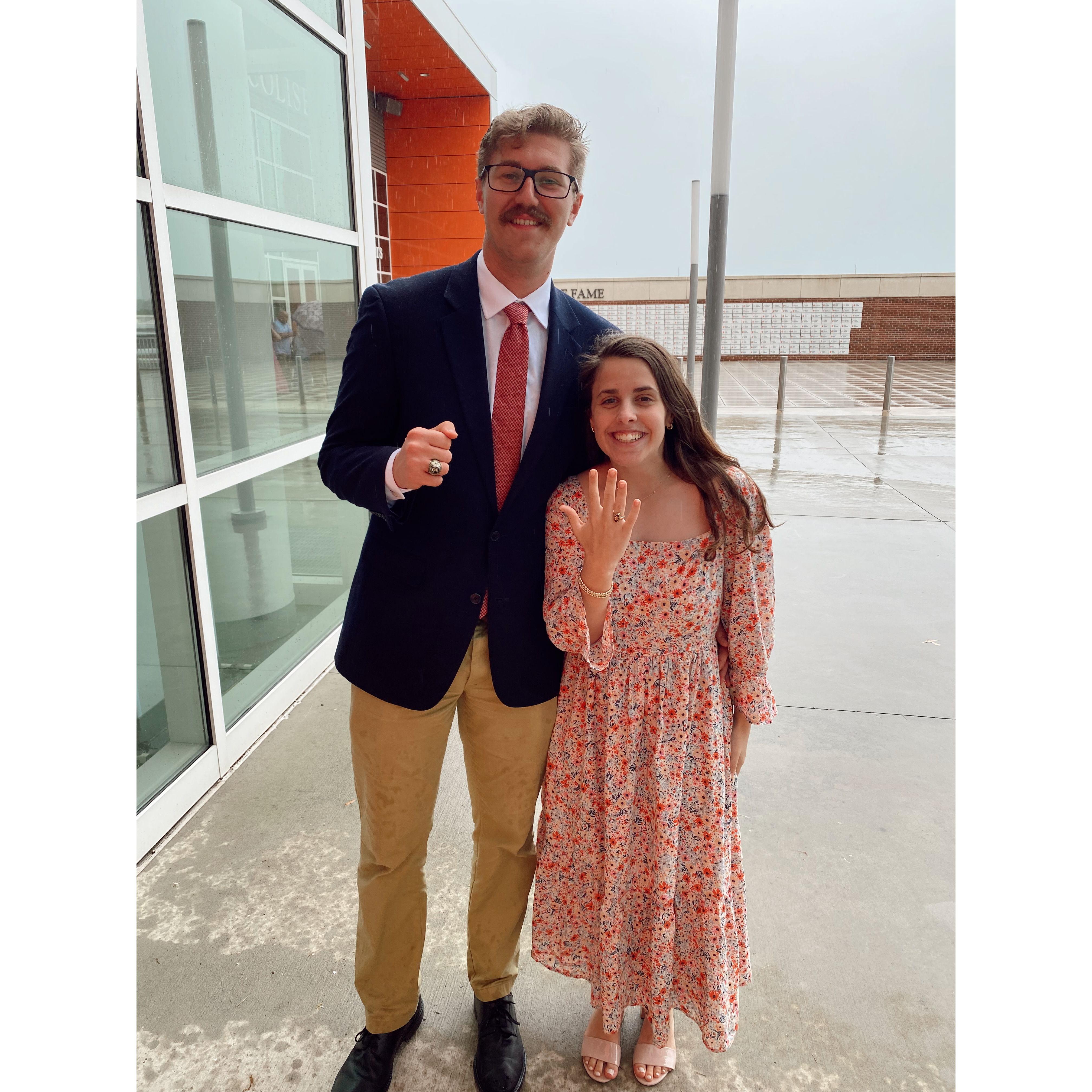 After Aidan's ring ceremony. Showing off our Clemson rings!