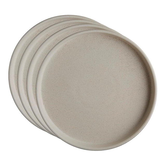 Goodies Cream Lunch Plates (Set of 4), Handmade Ceramic, Glazed, Dishwasher Safe, Microwave Safe, Durable, Easy-to-Clean, Stackable, Modern, 9.75 Inch