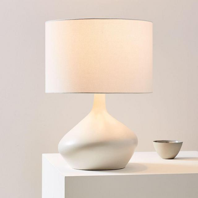 Asymmetry Ceramic Table Lamp, Small, White