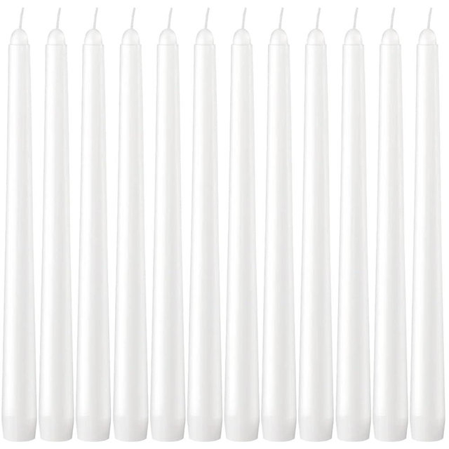 Dripless Taper Candles - Unscented White Candles Bulk - Candle Sticks Long Burning 7.5-8 Hours - for Candlesticks, Dinner Table, Vigil, Advent, Christmas, Thanksgiving, Kwanzaa - 12 Pack,10 Inch Tall