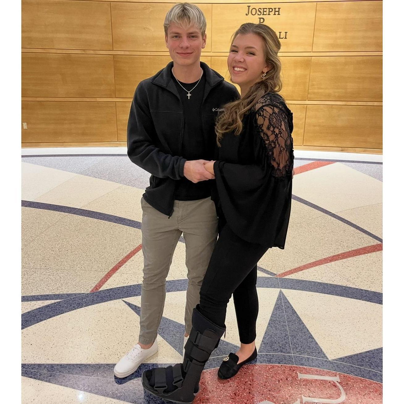 First collegiate concert of Julie's that Braden ever went to (right after Julie stepped off a curb wrong and ended up in a boot).