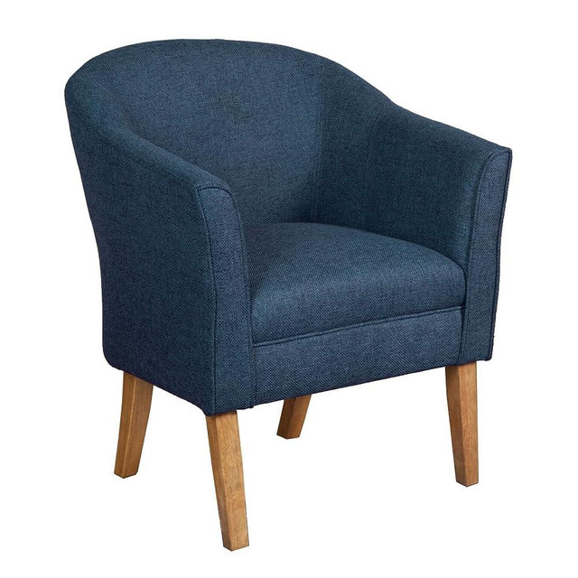 HomePop Barrel Shaped Accent Chair,Arm Rest, WOOD AND POLYESTER,Blue Medium