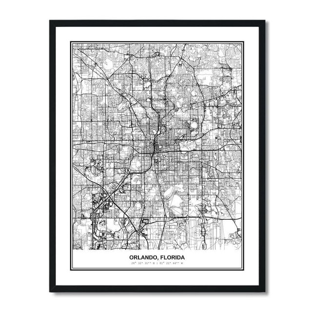 Susie Arts 11X14 Unframed Orlando Florida Wall Art Map Metropolitan City Road View Abstract Street Print Poster Decor Home Office sdm063
