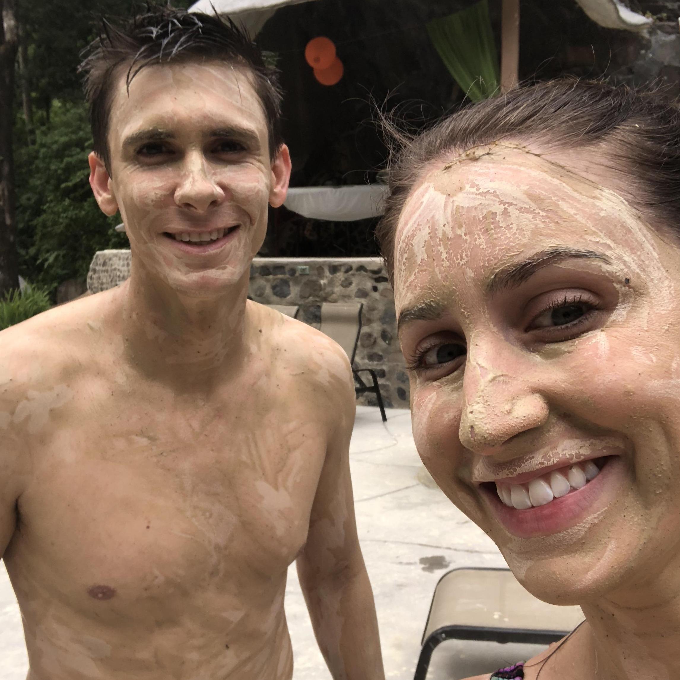 Covered in volcanic mud in Costa Rica.