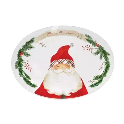 Mud Pie® Tartan Santa 20-Inch Oval Serving Platter in White