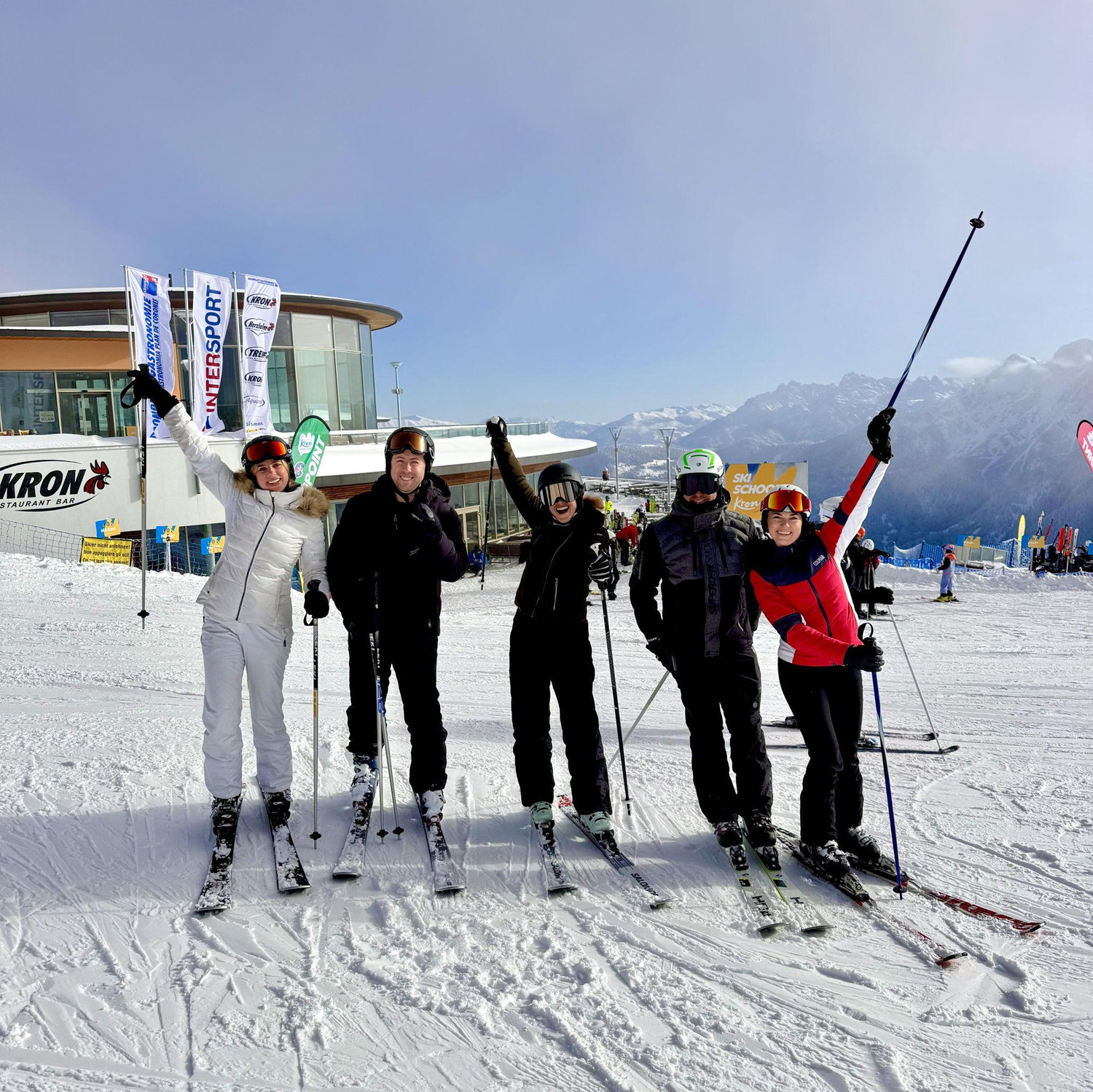 Ski trip with friends, Dolomites, Italy