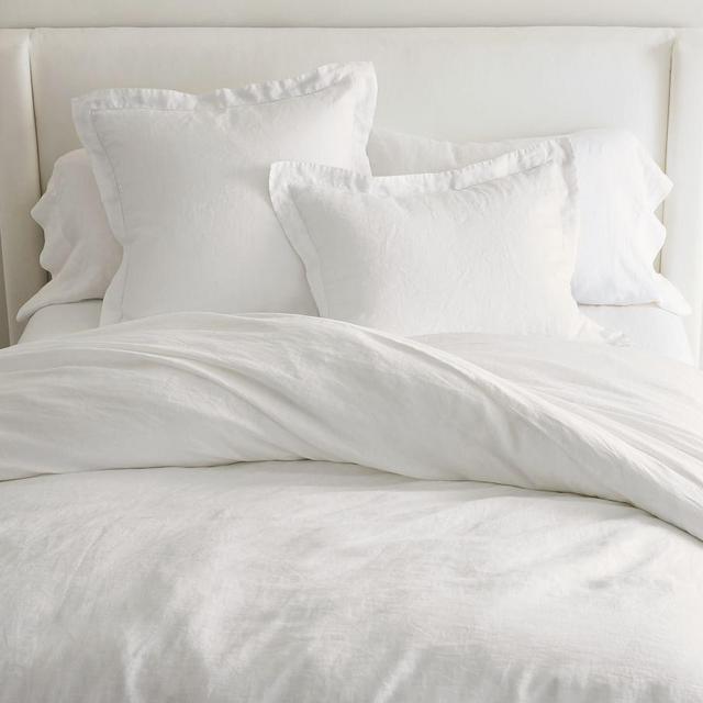White Belgian Flax Linen Duvet Cover, Twin/Twin XL