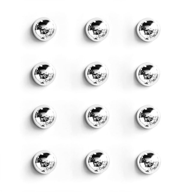 Janvelle Silver Fridge Magnets 12PCS Small Round Magnet for Refrigerator Decor 0.71inch Cute Photo Decorative Magnet Set Mini Magnets for Office Whiteboard