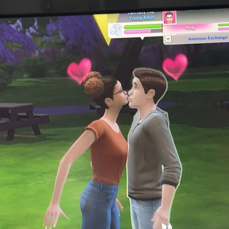 Our sims first kiss