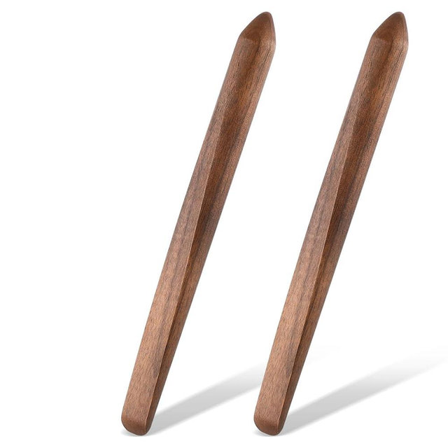 Hillban 2 Pcs 11 Inch Spurtle for Sourdough Stirring Stick Bread Mixing Stir Stick Bread Making Tools Paddle Wooden Dowel for Sourdough Spurtle Spatula Kitchen Cooking(Walnut)