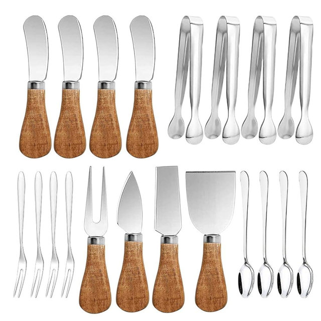 Linwnil 20 Pieces Spreader Knife Set Cheese Butter Spreader Knife Cheese Slicer Knife Mini Serving Tongs Spoons Forks for Charcuterie Boards Accessories,Birthday Wedding Christmas (CHK-3)